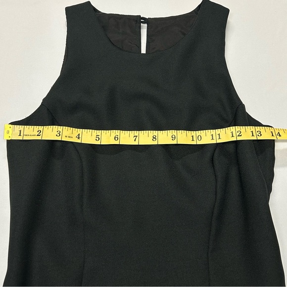 Vintage Long Sleeveless Evening Dress Round Neck‎ Slit Crepe Black Classic Glam - Picture 8 of 12
